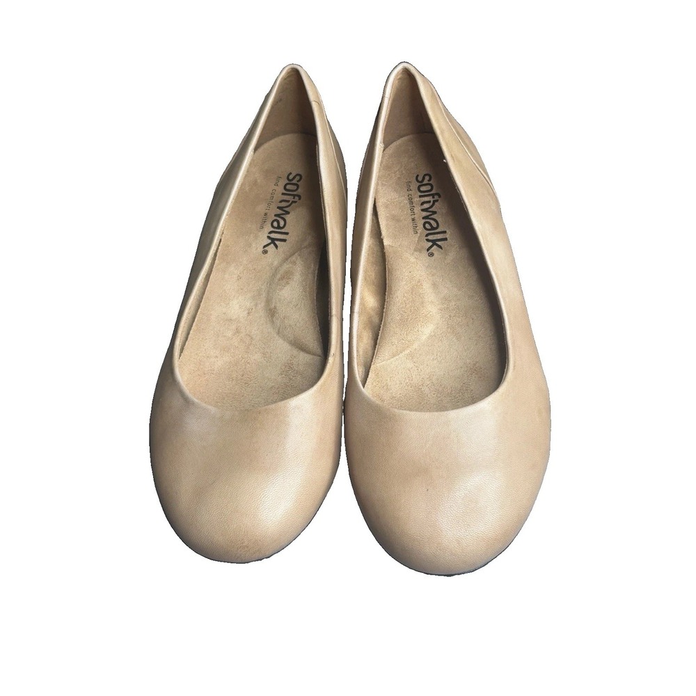 SoftWalk Sonoma Ballet Flats Women's 9WW Tan Leather Comfort Slip On Shoes
